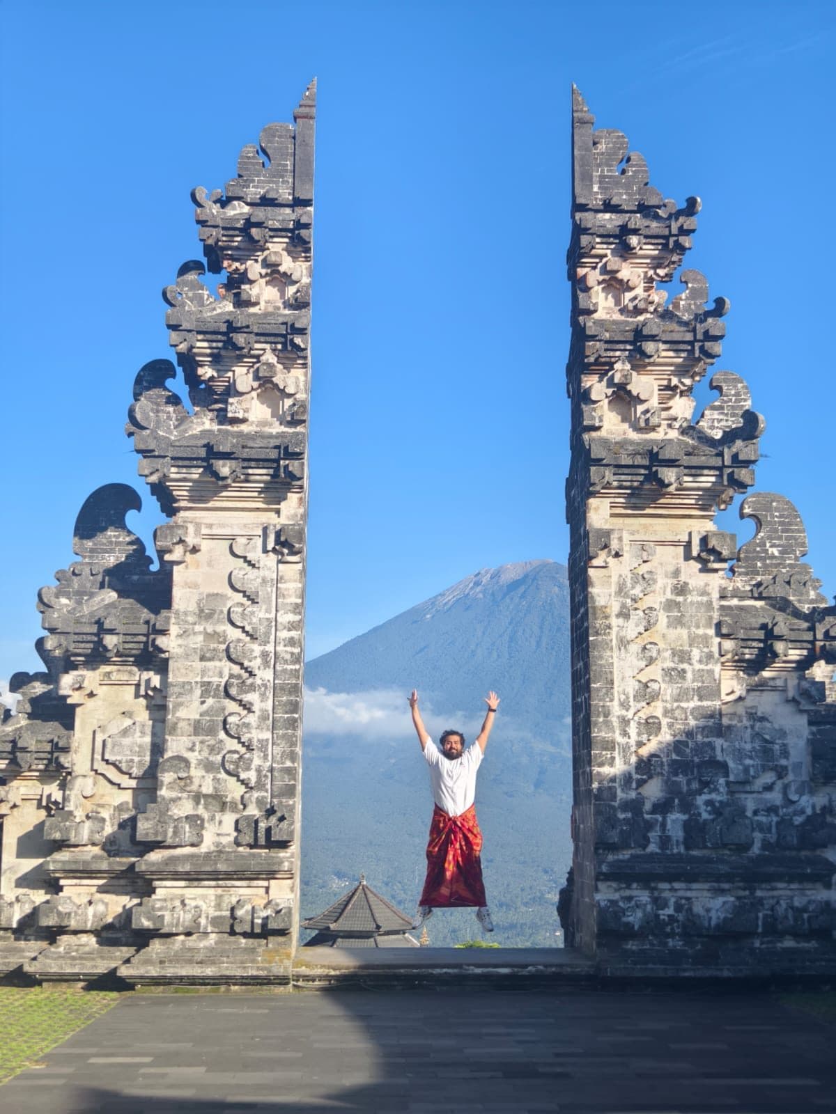 The Gate of Heaven at Lempuyang Temple framing Mount Agung, Bali
