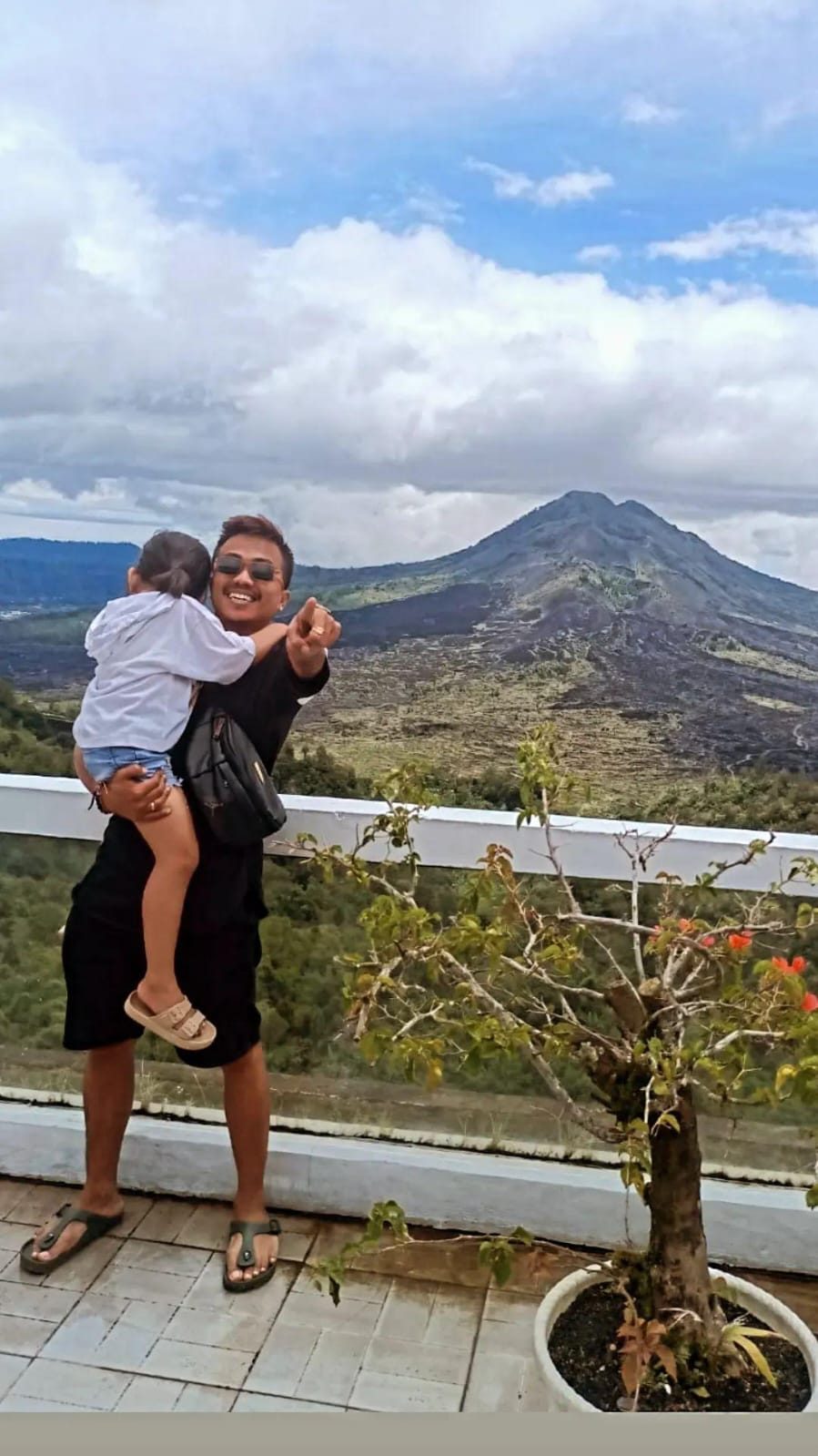 A couple at a Mount Batur viewpoint in Bali